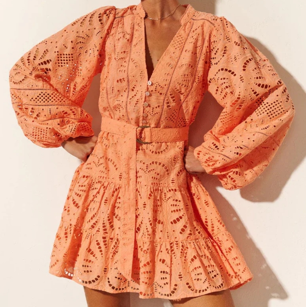 Orange Eyelet Dress